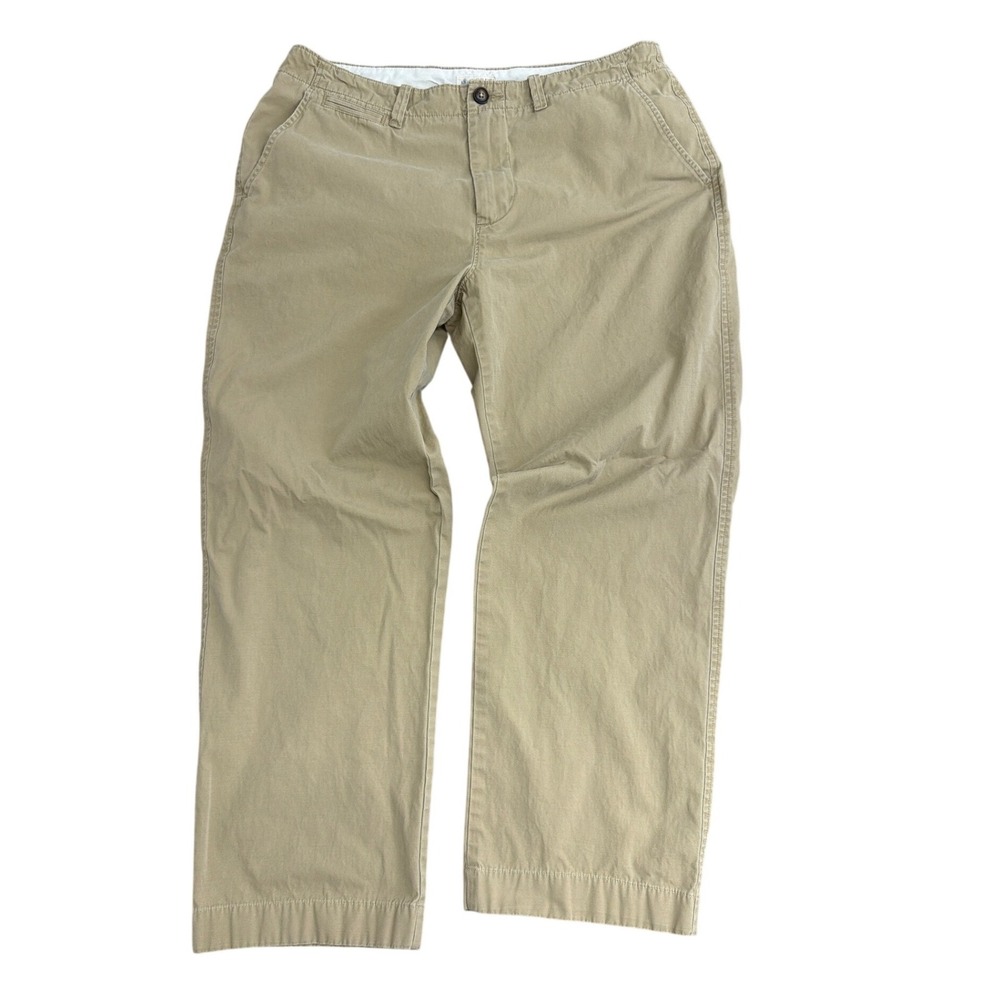 J.Crew Mens Regular Fit Chino Pants Khaki Tan Cotton Twill Size 34x34 (Hemmed)
